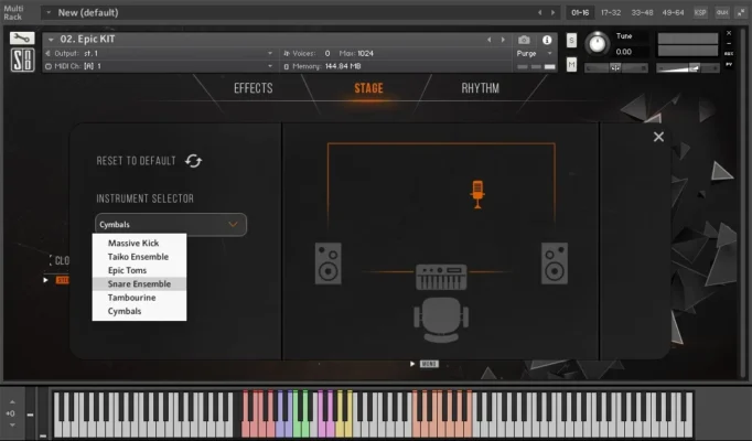 Percussion Elements 3 stage and sound controls